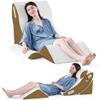 Yojoker 4PCS Orthopedic Bed Wedge Pillow Set for Sleeping, Post Surgery Foam Pillow for Body, Back and Leg Pain Relief, Triangle Adjustable Support Pillow - Acid Reflux Sleeping Pillows Brown view 1