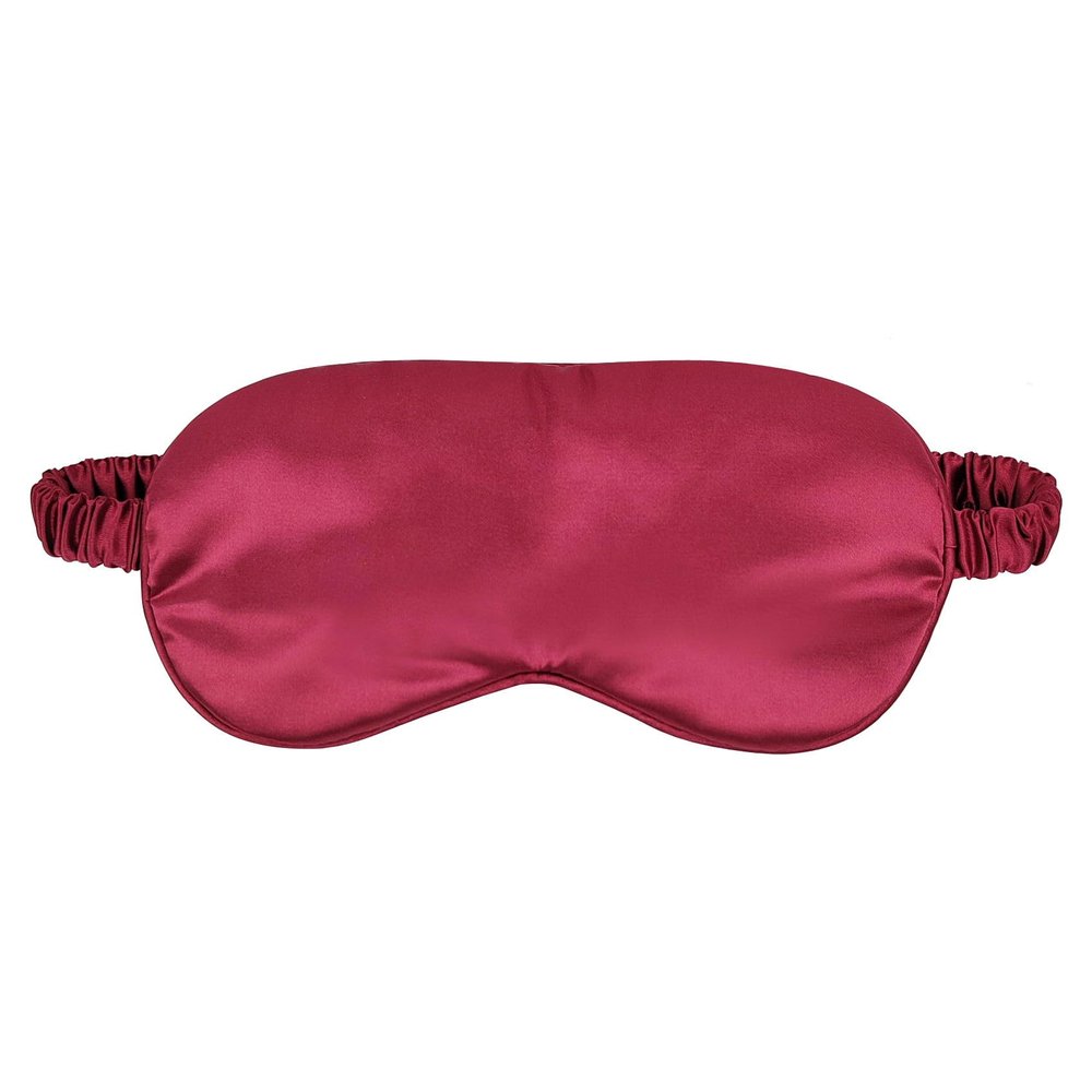 1 Pcs Silk Sleep Mask, Soft Eye Mask with Elastic Strap, Lightweight Blindfold for Men, Women, Travel, and Naps (Dark red)