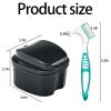 Denture Bath Case Retainer Cleaner Case with Strainer Basket, Denture Cup Dental Retainer Holder Case for Soaking Mouthguard Cleaning Storage Box Case - Black and White view 2