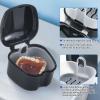 Denture Bath Case Retainer Cleaner Case with Strainer Basket, Denture Cup Dental Retainer Holder Case for Soaking Mouthguard Cleaning Storage Box Case - Black and White view 3