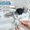 Denture Bath Case Retainer Cleaner Case with Strainer Basket, Denture Cup Dental Retainer Holder Case for Soaking Mouthguard Cleaning Storage Box Case - Black and White view 4