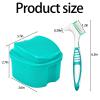 2 Pack Partial Denture Bath Case Retainer Cleaning Case Travel, Denture Storage Container False Teeth Case Denture Cups for Soaking Full Dentures, Braces, Mouth Guard - Lake Green & White view 2