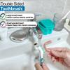 2 Pack Partial Denture Bath Case Retainer Cleaning Case Travel, Denture Storage Container False Teeth Case Denture Cups for Soaking Full Dentures, Braces, Mouth Guard - Lake Green & White view 4
