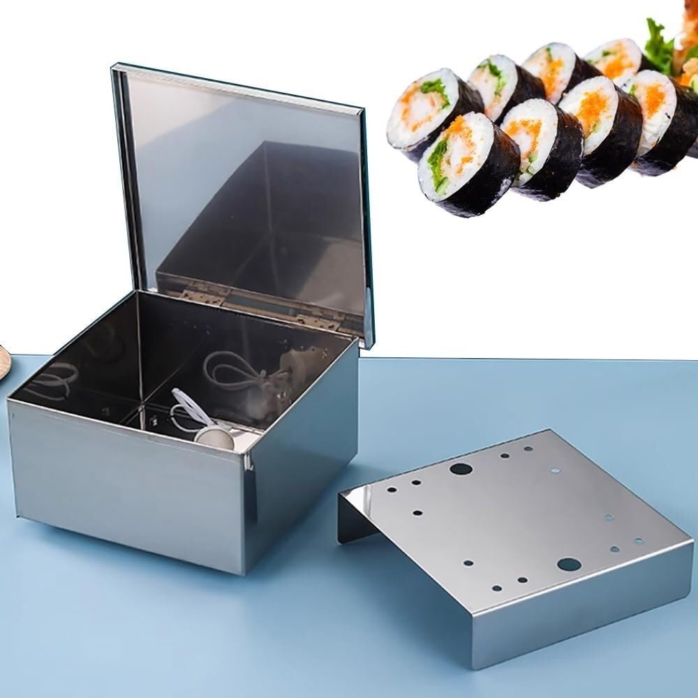 QIUFANGM Seaweed Drying Oven, Stainless Steel, Silver, Rectangular, 25W, 110V, 24*24*14cm, 2kg, 1 Tray, Not Dishwasher Safe
