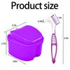 Denture Bath Case Denture Cleaning Cup with Brush Set, 2 Pack False Teeth Container Denture Storage Bath Box Case Retainer Holder Case with Strainer Basket and Lid Waterproof - Purple & Black view 2