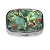 Tropical Plants Pill Box 2 Compartment Small Pill Case for Purse & Pocket Decorative Metal Medicine Case Travel Pillbox Square Pill Organizer Vitamin Container Unique Gift view 2