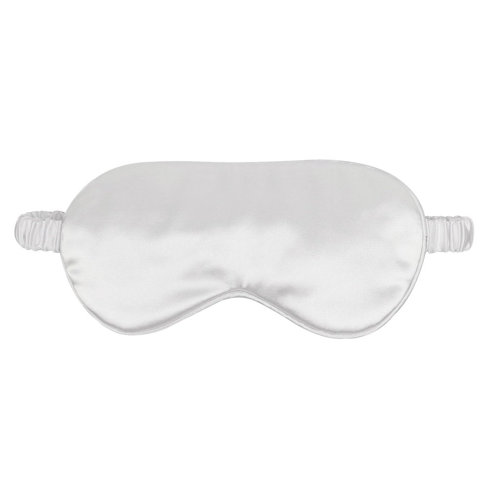 1 Pcs Silk Sleep Mask, Soft Eye Mask with Elastic Strap, Lightweight Blindfold for Men, Women, Travel, and Naps (White)