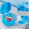 EZEELAI Denture Cups for Soaking Dentures, Partial Denture Holder Case Retainer Mouthguard Cleaning Box Case with 2 Small Brushes - Blue and Dark Blue view 4