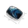 Blue Wave Painting Pill Box 2 Compartment Small Pill Case for Purse & Pocket Decorative Metal Medicine Case Travel Pillbox Square Pill Organizer Vitamin Container Unique Gift view 4