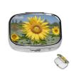 Pill Case Rectangle Pill Box with 3 Compartment Pill Organize Golden Yellow Sunflower Pillbox Small Pill Organizer Waterproof Small Pill Case for Travel Pill Containers for Medication Planner view 1