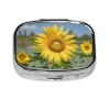 Pill Case Rectangle Pill Box with 3 Compartment Pill Organize Golden Yellow Sunflower Pillbox Small Pill Organizer Waterproof Small Pill Case for Travel Pill Containers for Medication Planner view 4