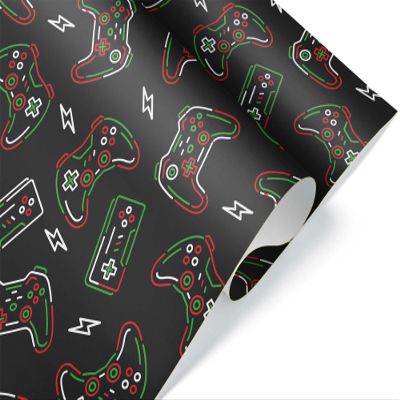 Giftini Video Game Gift Wrap, Gaming Wrapping Paper, For Arcade Lovers, Gamer Theme Party Decor Winter Holiday Present (Controller, One 20 inch x 30 inch sheet)