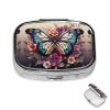 Pill Case Rectangle Pill Box with 3 Compartment Pill Organize Butterfly Floral Pillbox Small Pill Organizer Waterproof Small Pill Case for Travel Pill Containers for Medication Planner view 1