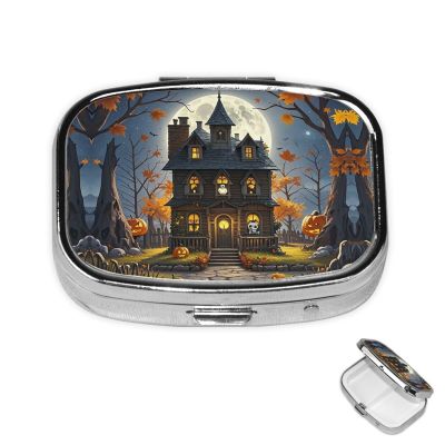 Pill Case Rectangle Pill Box with 3 Compartment Pill Organize Moon Castle Pillbox Small Pill Organizer Waterproof Small Pill Case for Travel Pill Containers for Medication Planner