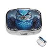 Pill Case Rectangle Pill Box with 3 Compartment Pill Organize Blue Owl Pillbox Small Pill Organizer Waterproof Small Pill Case for Travel Pill Containers for Medication Planner view 1