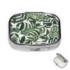 Pill Case Rectangle Pill Box with 3 Compartment Pill Organize Green and White Leaf Pillbox Small Pill Organizer Waterproof Small Pill Case for Travel Pill Containers for Medication Planner view 1