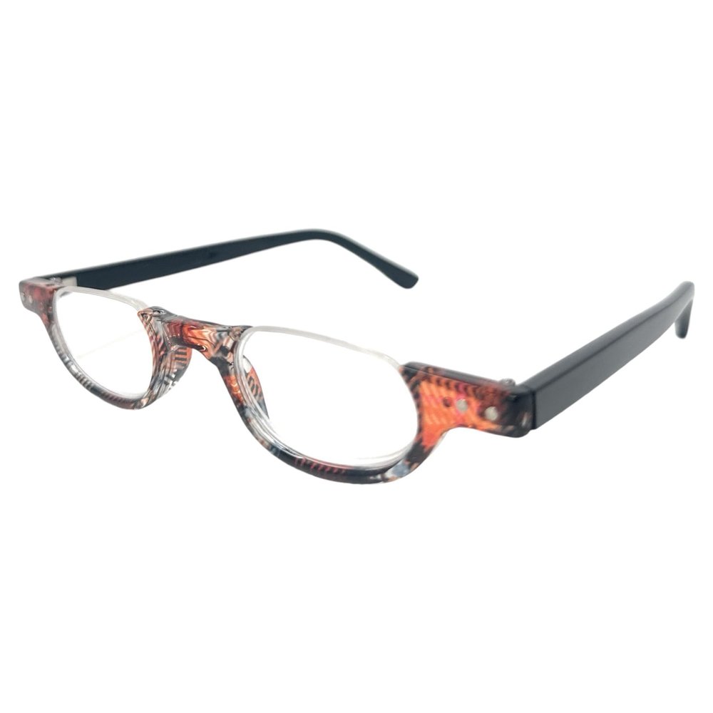 Incredible Bargains The Hunter Half Moon Under Frame Reading Glasses + 3.00 Brown Zig Zag Stripe