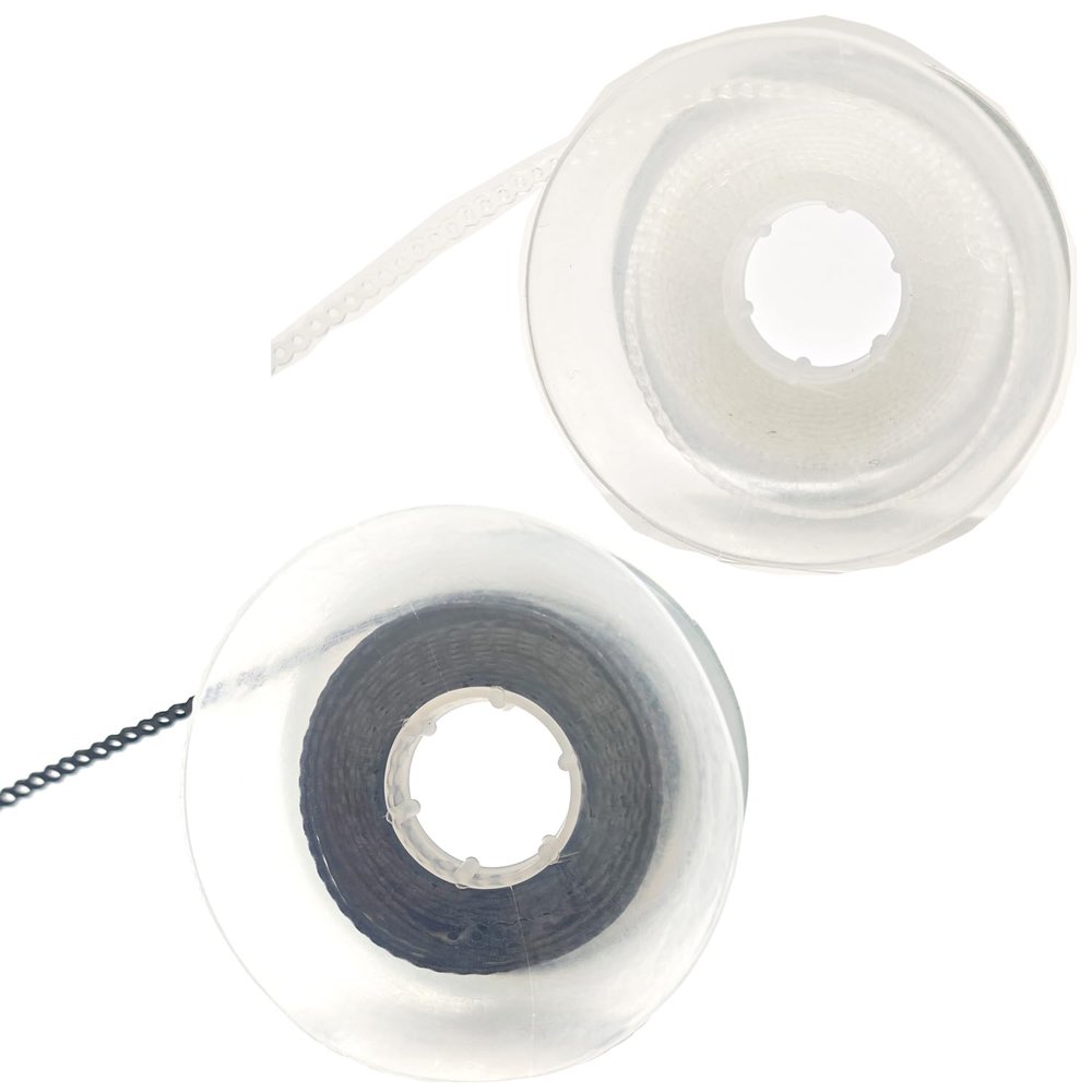 2 Pcs Dental Orthodontic Elastic Chain Power Chains Multi-Colors Rubber Chains for Braces Power Dental Orthodontic Treatment (Black+Transparent, Long)