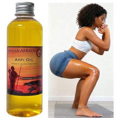 West African Akpi Seeds HIPS Workout Massage Oil for Comfortable Movement  Boost Your Confidence with Every Walking Step  Enhanced Comfort During Resistance Bands, Workout, Yoga & Exercise