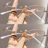 XINGNIAN 2 Pairs of Women Diamond Rimless Blue Light Blocking Reading Glasses 2.50 Gradient Pink Sunglasses Butterfly Silver Readers +2.50 view 1