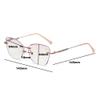 XINGNIAN 2 Pairs of Women Diamond Rimless Blue Light Blocking Reading Glasses 2.50 Gradient Pink Sunglasses Butterfly Silver Readers +2.50 view 2