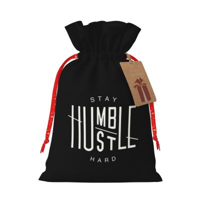 NUSDB Stay Humble Hustle Hard Christmas Gift Bags, Santa Wrapping Bag,with Drawstring and Tags for Reusable