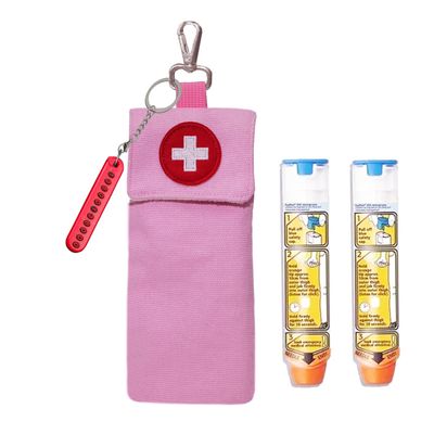 GZFQJJ 1-Piece Epipen Carrying Case, Epi Pen Carrying Case EpiPen Carrier, EpiPen Carrier Slim with Clip Epipen Holder Bag for 2 EpiPen Allergy Medical Essentials (Pink)