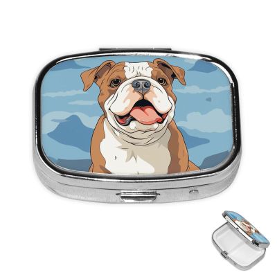 Pill Case Rectangle Pill Box with 3 Compartment Pill Organize English Bulldog Pillbox Small Pill Organizer Waterproof Small Pill Case for Travel Pill Containers for Medication Planner
