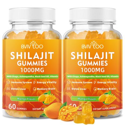 2 Packs Shilajit Gummies 1000mg Sugar Free - Shilajit Supplement for Men & Women - High in 85+ Trace Minerals & Fulvic Acid - Energy, Brain, Immunity - 120 Gummies