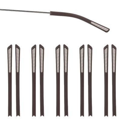 5 Pairs Eyeglass End Tips Anti-Slip Silicone Eyeglass End Tips Soft Eyeglass Temple End Tips Sunglasses Temple Tips for Flat Thin Metal Eyeglass Legs Replacement Temple Tube Sleeve Brown