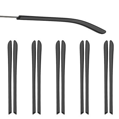 5 Pairs Eyeglass End Tips Anti-Slip Silicone Eyeglass End Tips Soft Eyeglass Temple End Tips Sunglasses Temple Tips for Flat Thin Metal Eyeglass Legs Glasses Retainers Replacement Black