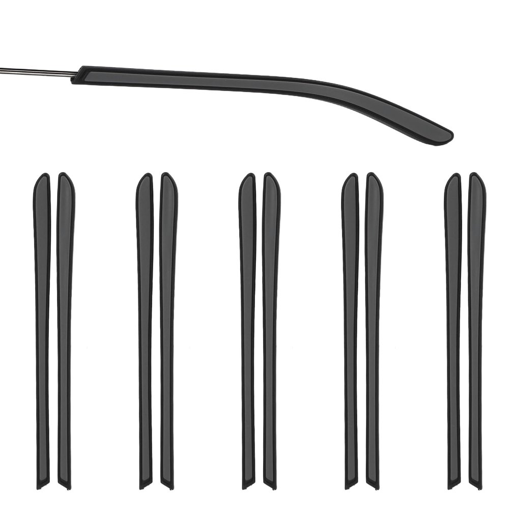 5 Pairs Eyeglass End Tips Anti-Slip Silicone Eyeglass End Tips Soft Eyeglass Temple End Tips Sunglasses Temple Tips for Flat Thin Metal Eyeglass Legs Glasses Retainers Replacement Black