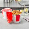 Restaurantware Fried Chicken Container 25 Count 85 oz Polyethylene-Coated Paper Take Out Chicken Bucket Greaseproof Family Meal Bucket Red and White view 3