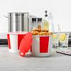 Restaurantware Fried Chicken Container 25 Count 85 oz Polyethylene-Coated Paper Take Out Chicken Bucket Greaseproof Family Meal Bucket Red and White view 4