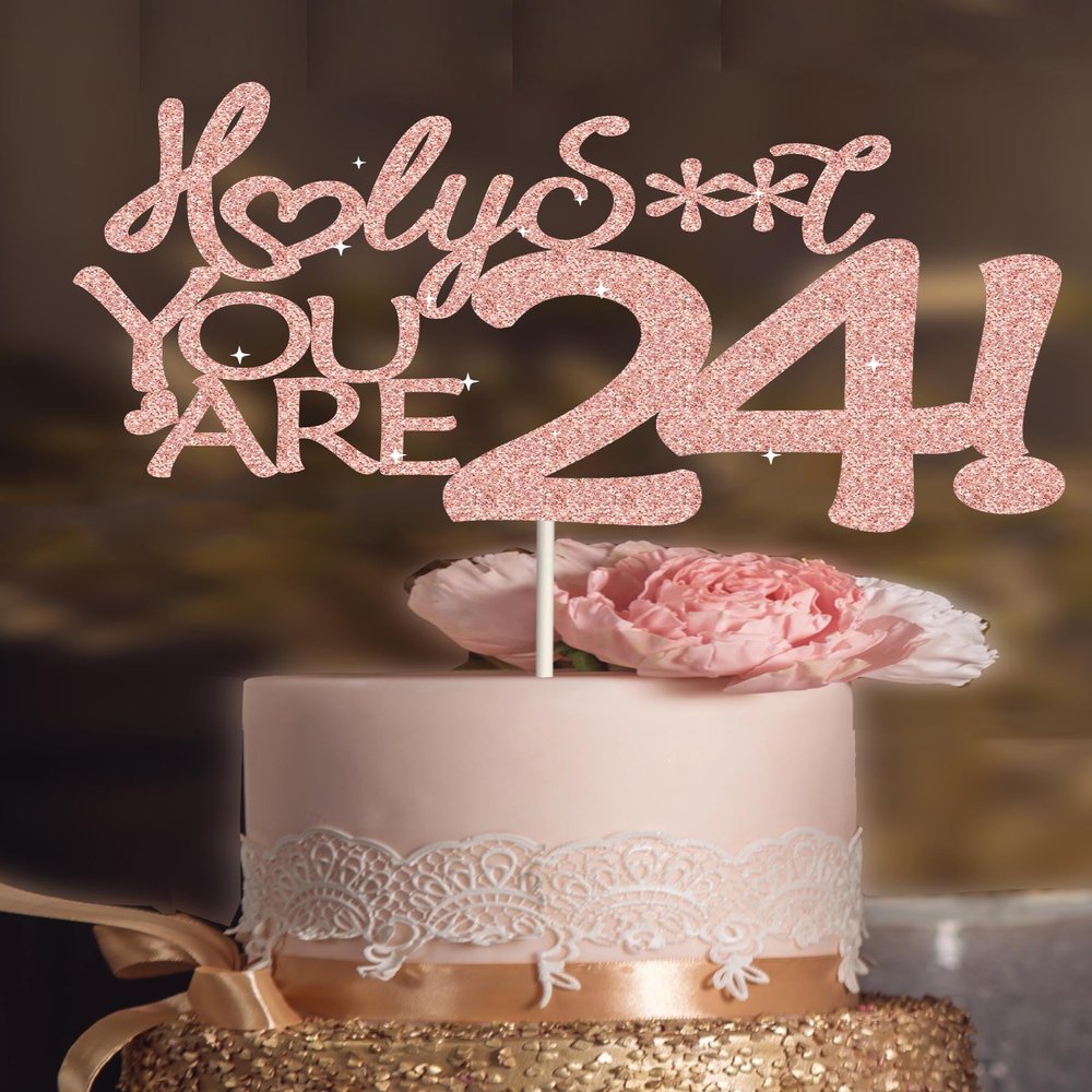 Pink 24th Birthday Cake Topper, 24th Birthday Cake Toppers for women, Funny 24th Cake Topper for Women,24 Cake Topper For Women, 24th birthday decorations,24th Birthday Cake Topper