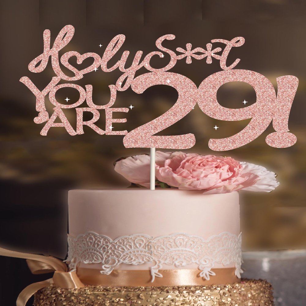 29th Birthday Cake Topper for women Pink 29th Birthday Cake Toppers, 29th Cake Topper for Women,29 Cake Topper For Women, 29th birthday decorations,29th Birthday Cake Topper