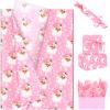 100 Sheets Pink Xmas Santa Tissue Paper, 20 x 14in Snowflake Print Wrapping Tissue Cute Santa Art Decorative for Christmas Girls Baby Shower Birthday Party Supplies (Pink) view 1