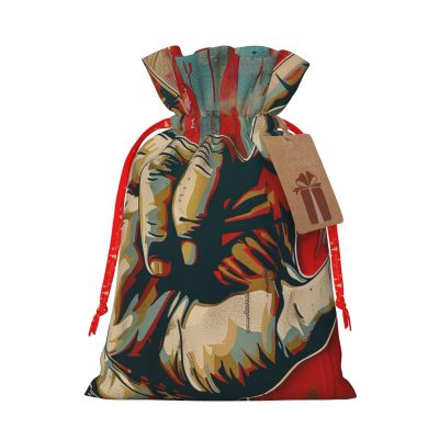 BEIVGOXL Rock And Roll Printed Drawstring Burlap Gift Bag - Eco-Friendly, Delicate Design Reusable Pouches, For Christmas,Birthday Wedding Party Supplies 6.9x4.7inch