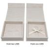 Customized Logo Flash Drives Cream Linen Box Packing, USB Presentation Gift Boxes with Picture Window view 4