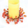 1PC Fall Candle Rings with Artificial Orange Berries Mini Berry Twig Wreath Candle Wreath Berry Rings 7.9 Wide for Thanksgiving Fall Wedding Rustic Seasonal Decoration view 3