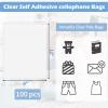 Cellophane Bags, 70 Pcs Resealable Clear Poly Bags for Clothes, Shirt Bag, Decorative Wrappers, Party Favors & Artwork(9x12) view 2