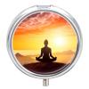 3 Compartment Medicine Pill Case Yoga Meditation Printed Round Pill Box Small Pill Organizer Box for Pocket Purse Briefcase Pills Medicine Cod Liver Oil Storage Box Earplug Case view 1