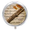 3 Compartment Medicine Pill Case Flute Music Printed Round Pill Box Small Pill Organizer Box for Pocket Purse Briefcase Pills Medicine Cod Liver Oil Storage Box Earplug Case view 1