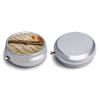 3 Compartment Medicine Pill Case Flute Music Printed Round Pill Box Small Pill Organizer Box for Pocket Purse Briefcase Pills Medicine Cod Liver Oil Storage Box Earplug Case view 3