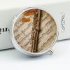 3 Compartment Medicine Pill Case Flute Music Printed Round Pill Box Small Pill Organizer Box for Pocket Purse Briefcase Pills Medicine Cod Liver Oil Storage Box Earplug Case view 4