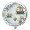 3 Compartment Medicine Pill Case Boat Map Printed Round Pill Box Small Pill Organizer Box for Pocket Purse Briefcase Pills Medicine Cod Liver Oil Storage Box Earplug Case view 1