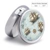 3 Compartment Medicine Pill Case Boat Map Printed Round Pill Box Small Pill Organizer Box for Pocket Purse Briefcase Pills Medicine Cod Liver Oil Storage Box Earplug Case view 2