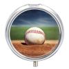 3 Compartment Medicine Pill Case Baseball Printed Round Pill Box Small Pill Organizer Box for Pocket Purse Briefcase Pills Medicine Cod Liver Oil Storage Box Earplug Case view 1