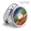 3 Compartment Medicine Pill Case Baseball Printed Round Pill Box Small Pill Organizer Box for Pocket Purse Briefcase Pills Medicine Cod Liver Oil Storage Box Earplug Case view 2