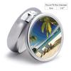 3 Compartment Medicine Pill Case Beach Palm Tree Chairs Boats Printed Round Pill Box Small Pill Organizer Box for Pocket Purse Briefcase Pills Medicine Cod Liver Oil Storage Box Earplug Case view 2